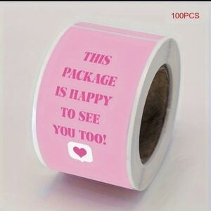 NWT 🫶 IP 💌 "THIS PACKAGE IS HAPPY TO SEE YOU!" 📬 ROLL of 100 TY Stickers ♥️